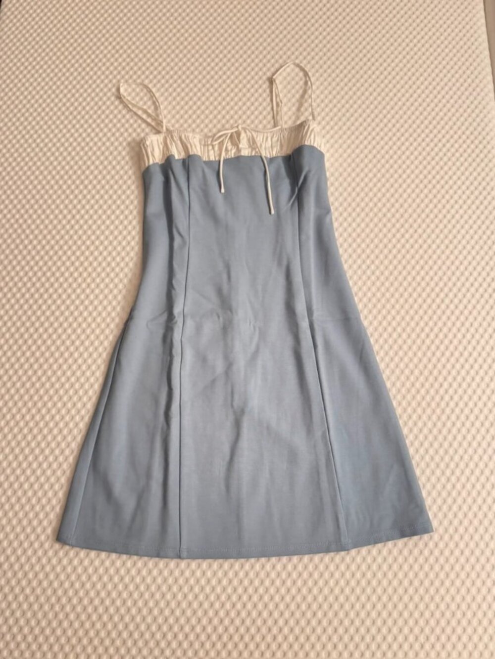 Reformation Sadie Knit Mini Dress Light Blue/White Size S